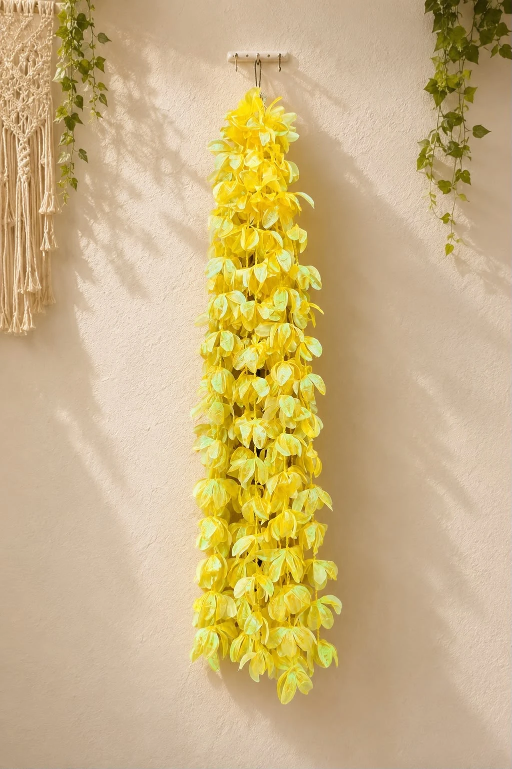 Golden yellow floral Diwali bandarwal wall hanging