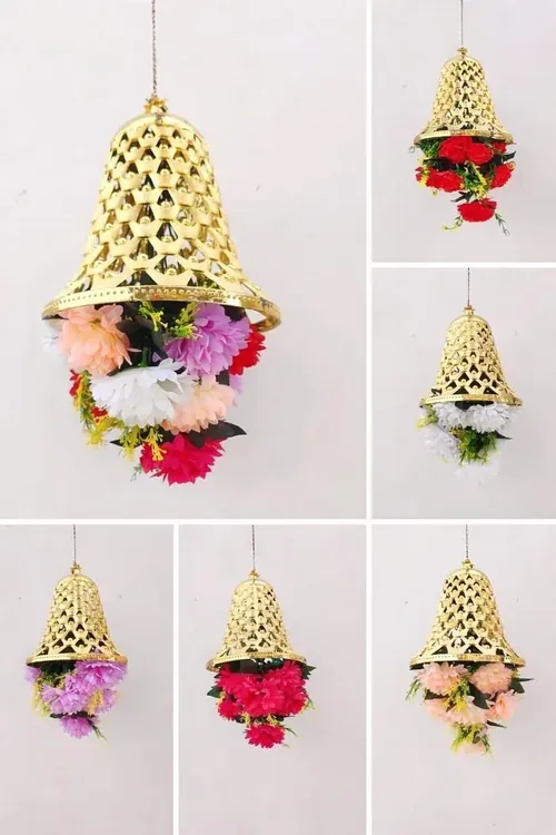 Golden jali bell floral Diwali hanging